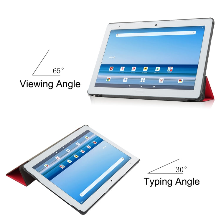 For Sharp Dtab D-41A uster Texture Smart PU Leather Case with Sleep / Wake-up Function & 3-Fold Holder