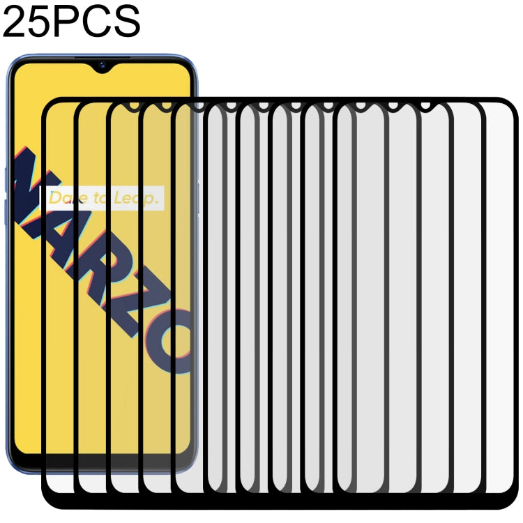 For OPPO Realme Narzo 10A 25 PCS Full Glue Full Screen Tempered Glass Film