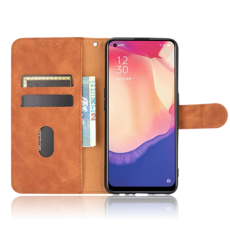 For OPPO Reno4 SE Solid Color Skin Feel Magnetic Buckle Horizontal Flip Calf Texture PU Leather Case with Holder & Card Slots & Wallet