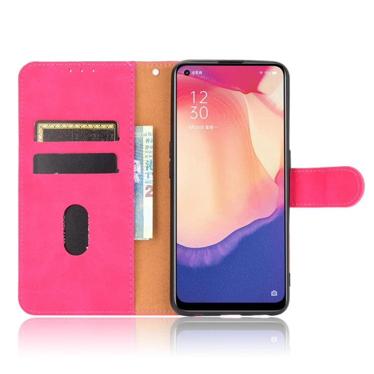For OPPO Reno4 SE Solid Color Skin Feel Magnetic Buckle Horizontal Flip Calf Texture PU Leather Case with Holder & Card Slots & Wallet
