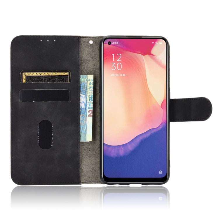 For OPPO Reno4 SE Solid Color Skin Feel Magnetic Buckle Horizontal Flip Calf Texture PU Leather Case with Holder & Card Slots & Wallet