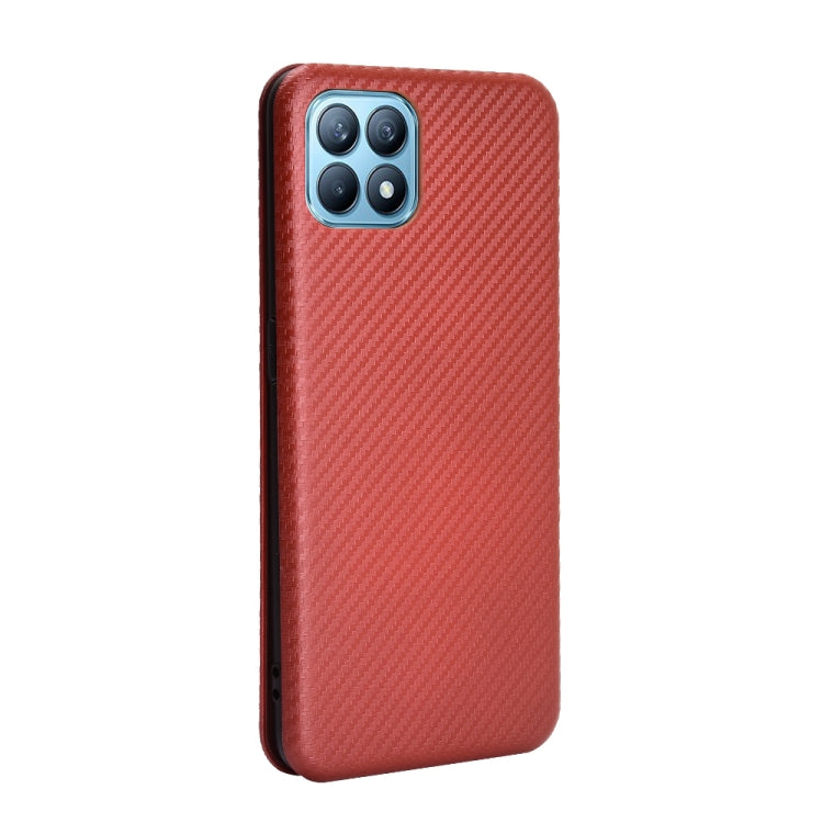 For OPPO Reno4 SE Carbon Fiber Texture Horizontal Flip TPU + PC + PU Leather Case with Card Slot