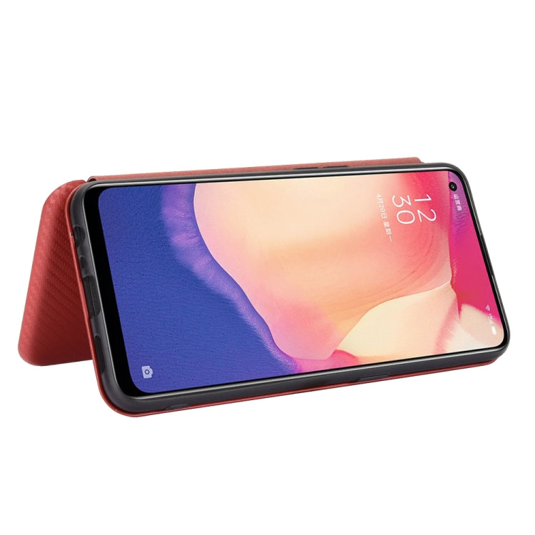 For OPPO Reno4 SE Carbon Fiber Texture Horizontal Flip TPU + PC + PU Leather Case with Card Slot