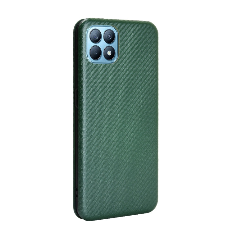 For OPPO Reno4 SE Carbon Fiber Texture Horizontal Flip TPU + PC + PU Leather Case with Card Slot