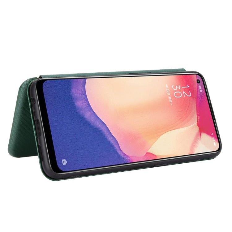 For OPPO Reno4 SE Carbon Fiber Texture Horizontal Flip TPU + PC + PU Leather Case with Card Slot