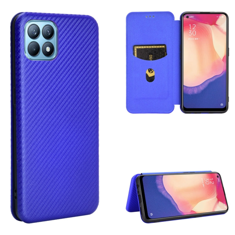 For OPPO Reno4 SE Carbon Fiber Texture Horizontal Flip TPU + PC + PU Leather Case with Card Slot