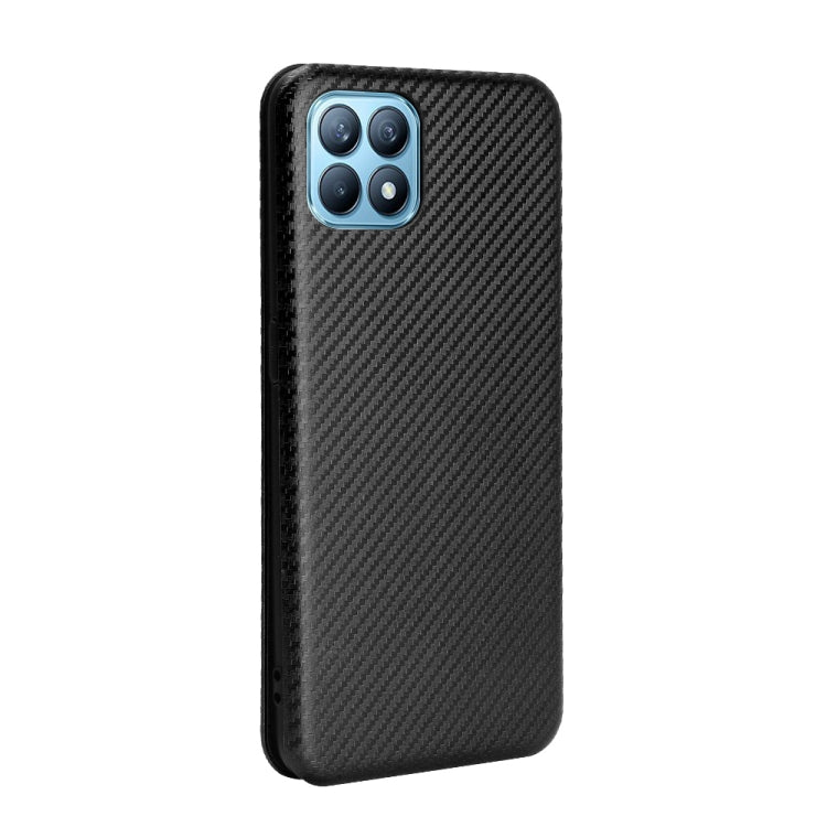 For OPPO Reno4 SE Carbon Fiber Texture Horizontal Flip TPU + PC + PU Leather Case with Card Slot