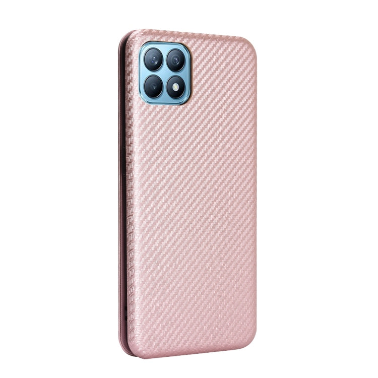 For OPPO Reno4 SE Carbon Fiber Texture Horizontal Flip TPU + PC + PU Leather Case with Card Slot
