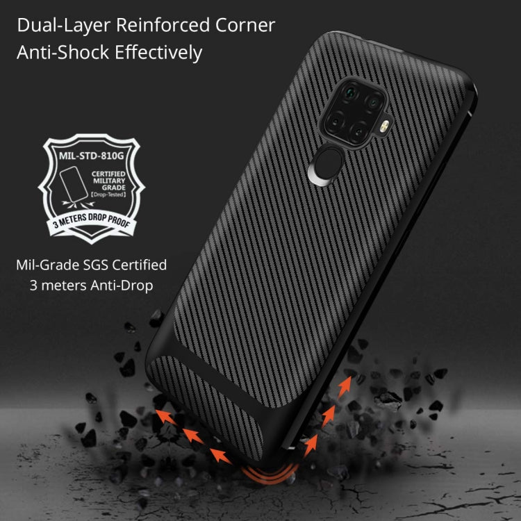 For Xiaomi Redmi 10X 4G / Note 9 Carbon Fiber Texture Shockproof TPU Protective Case