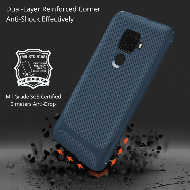 For Xiaomi Redmi 10X 4G / Note 9 Carbon Fiber Texture Shockproof TPU Protective Case