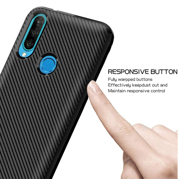 For Huawei Y7P 2020 / P40 Lite E (Global Version) / Honor 9C (Global Version) Carbon Fiber Texture Shockproof TPU Protective Case