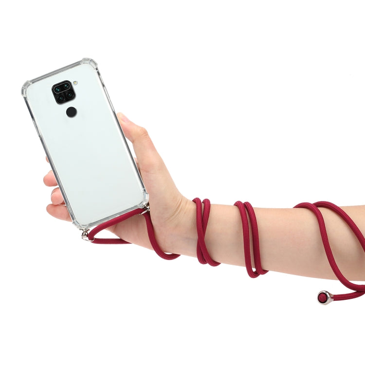 For Huawei Mate 30 Lite Four-Corner Anti-Fall Transparent TPU Protective Case with Lanyard