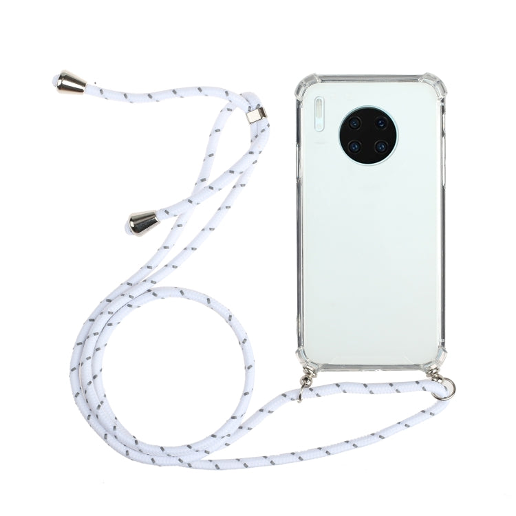 For Huawei Mate 30 Four-Corner Anti-Fall Transparent TPU Protective Case with Lanyard