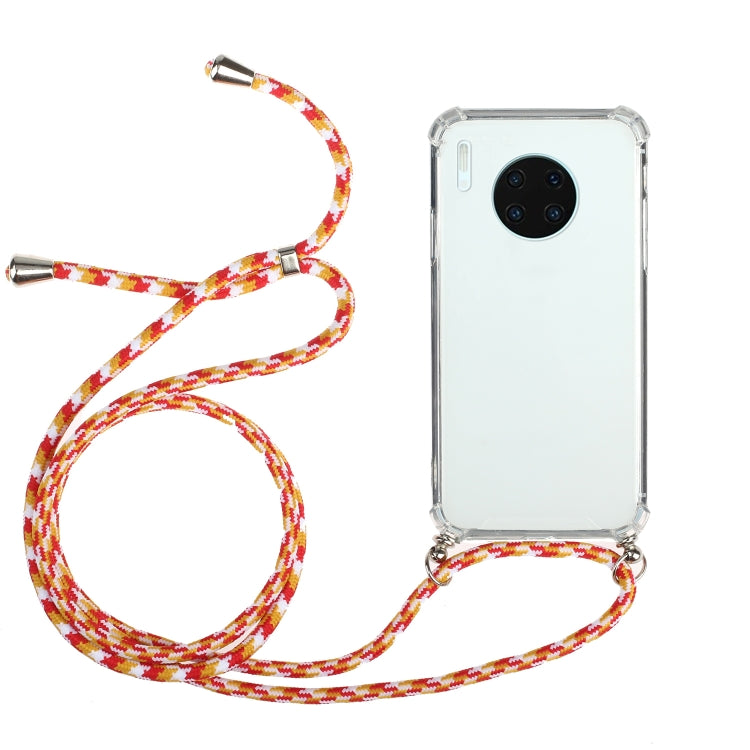 For Huawei Mate 30 Four-Corner Anti-Fall Transparent TPU Protective Case with Lanyard