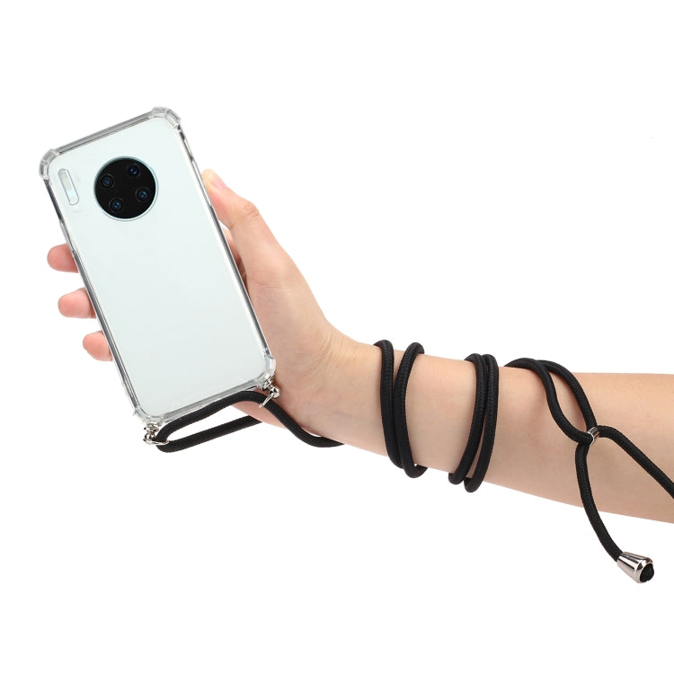 For Huawei Mate 30 Four-Corner Anti-Fall Transparent TPU Protective Case with Lanyard