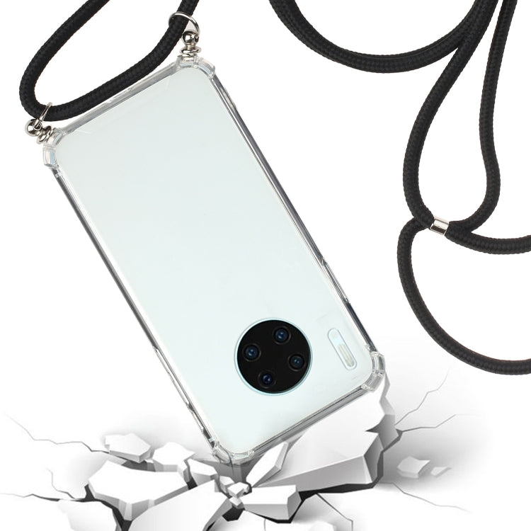 For Huawei Mate 30 Four-Corner Anti-Fall Transparent TPU Protective Case with Lanyard