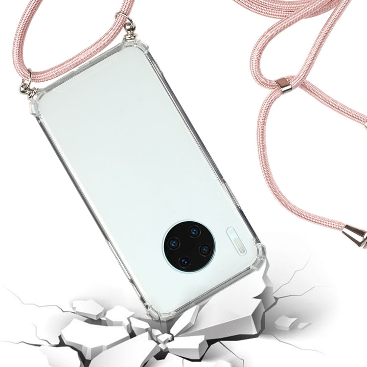 For Huawei Mate 30 Four-Corner Anti-Fall Transparent TPU Protective Case with Lanyard