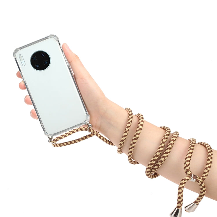 For Huawei Mate 30 Four-Corner Anti-Fall Transparent TPU Protective Case with Lanyard