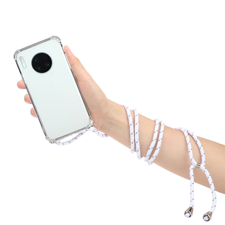 For Huawei Mate 30 Pro Four-Corner Anti-Fall Transparent TPU Protective Case with Lanyard