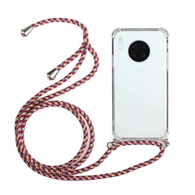For Huawei Mate 30 Pro Four-Corner Anti-Fall Transparent TPU Protective Case with Lanyard