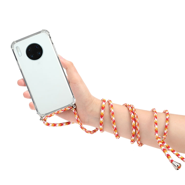 For Huawei Mate 30 Pro Four-Corner Anti-Fall Transparent TPU Protective Case with Lanyard