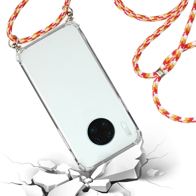 For Huawei Mate 30 Pro Four-Corner Anti-Fall Transparent TPU Protective Case with Lanyard