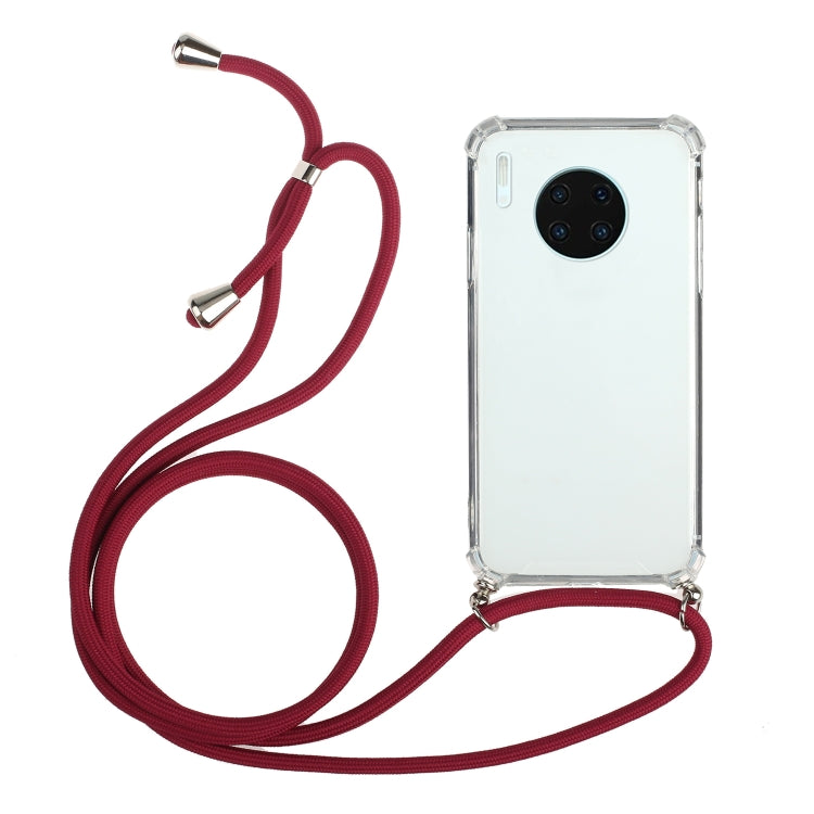 For Huawei Mate 30 Pro Four-Corner Anti-Fall Transparent TPU Protective Case with Lanyard