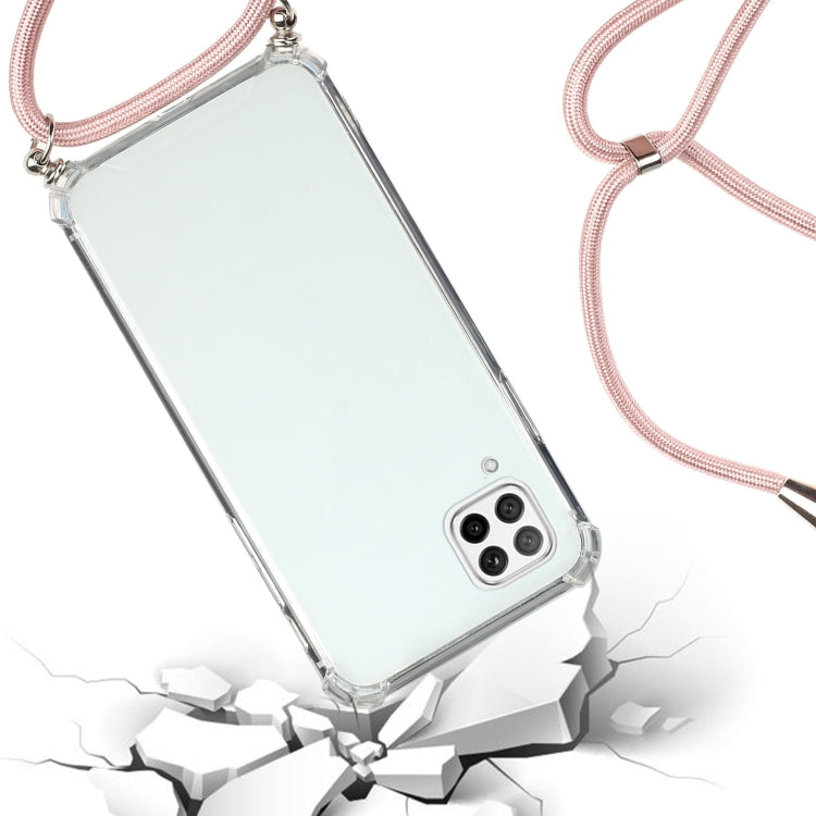 For Huawei P40 Lite Four-Corner Anti-Fall Transparent TPU Protective Case with Lanyard