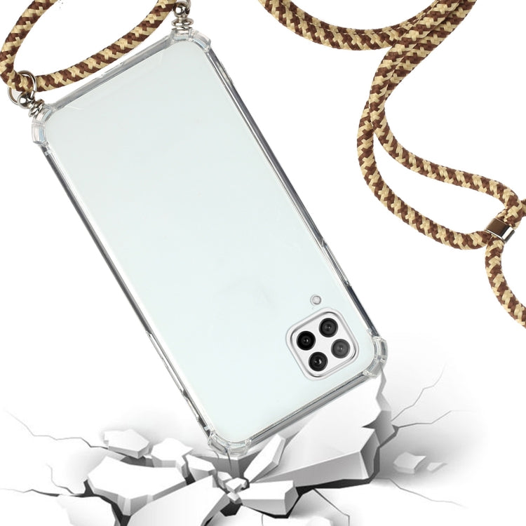 For Huawei P40 Lite Four-Corner Anti-Fall Transparent TPU Protective Case with Lanyard