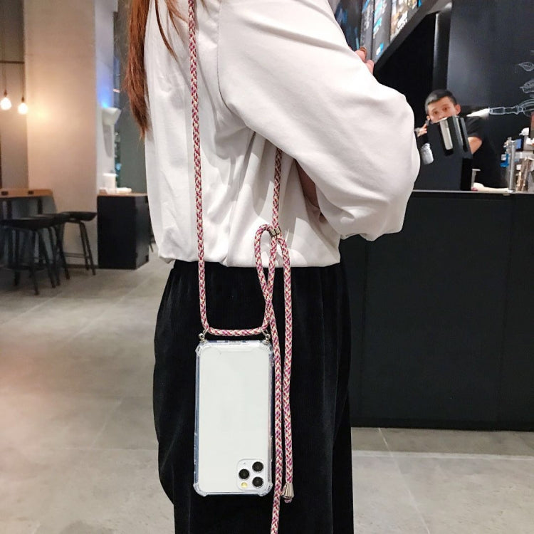 For Huawei P40 Lite Four-Corner Anti-Fall Transparent TPU Protective Case with Lanyard