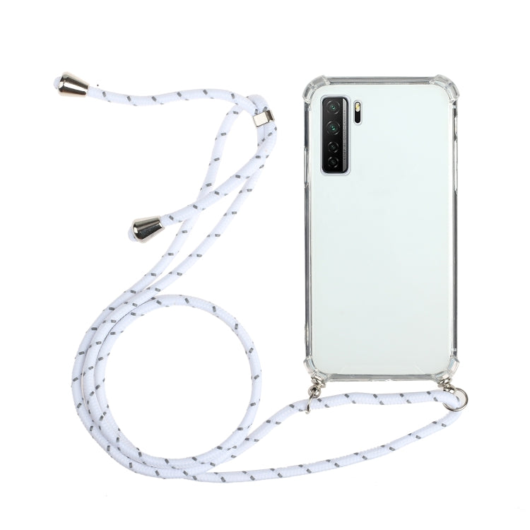 For Huawei P40 Lite 5G Four-Corner Anti-Fall Transparent TPU Protective Case with Lanyard