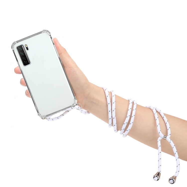 For Huawei P40 Lite 5G Four-Corner Anti-Fall Transparent TPU Protective Case with Lanyard