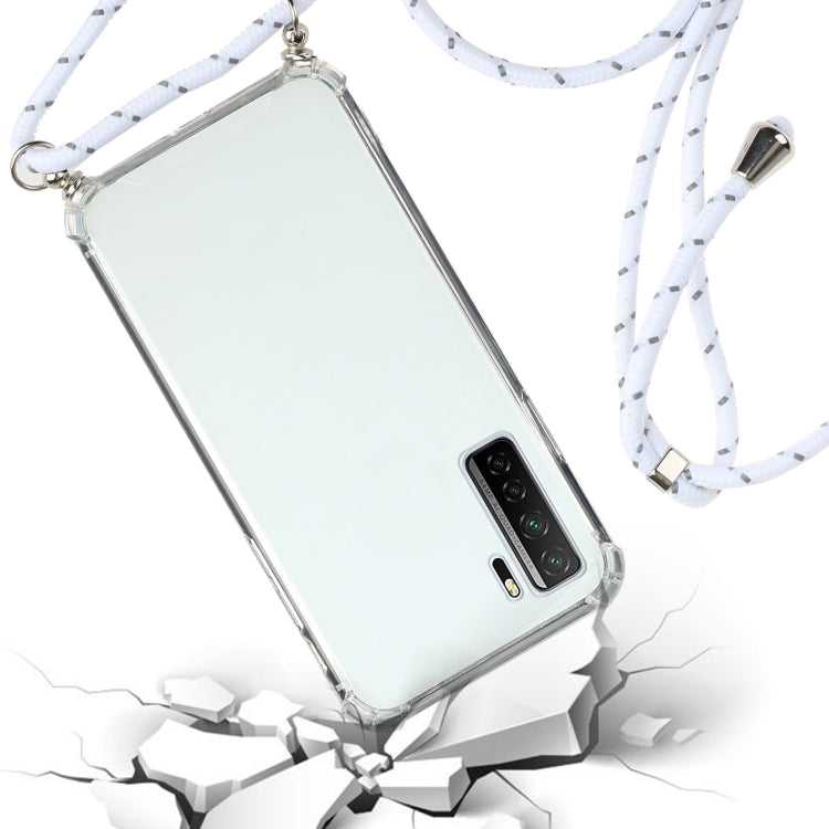 For Huawei P40 Lite 5G Four-Corner Anti-Fall Transparent TPU Protective Case with Lanyard