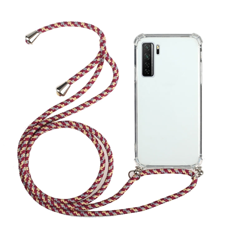 For Huawei P40 Lite 5G Four-Corner Anti-Fall Transparent TPU Protective Case with Lanyard