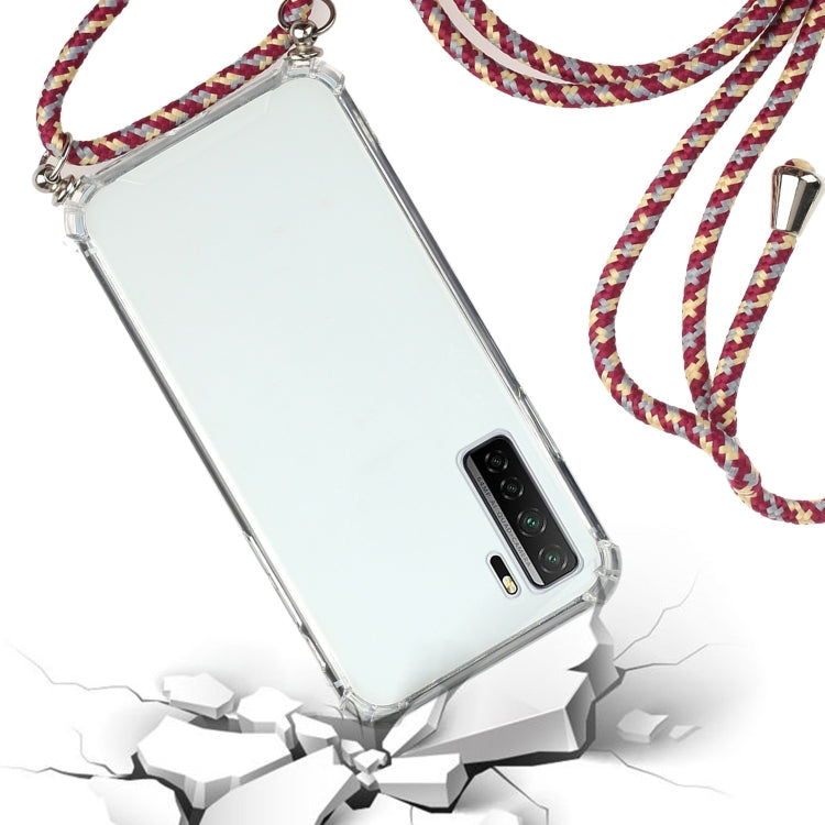 For Huawei P40 Lite 5G Four-Corner Anti-Fall Transparent TPU Protective Case with Lanyard