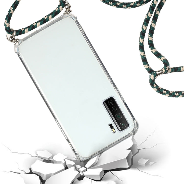 For Huawei P40 Lite 5G Four-Corner Anti-Fall Transparent TPU Protective Case with Lanyard