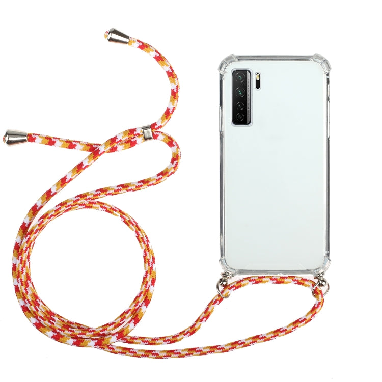 For Huawei P40 Lite 5G Four-Corner Anti-Fall Transparent TPU Protective Case with Lanyard