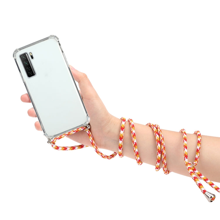 For Huawei P40 Lite 5G Four-Corner Anti-Fall Transparent TPU Protective Case with Lanyard