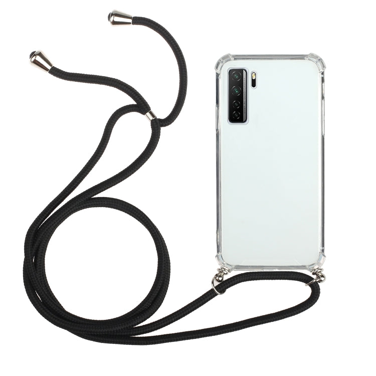 For Huawei P40 Lite 5G Four-Corner Anti-Fall Transparent TPU Protective Case with Lanyard