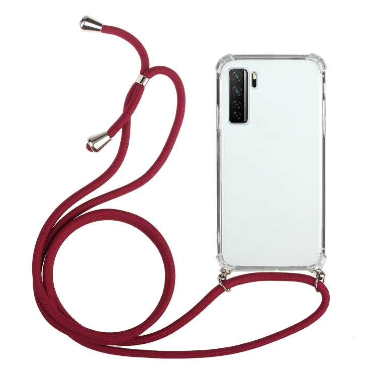 For Huawei P40 Lite 5G Four-Corner Anti-Fall Transparent TPU Protective Case with Lanyard