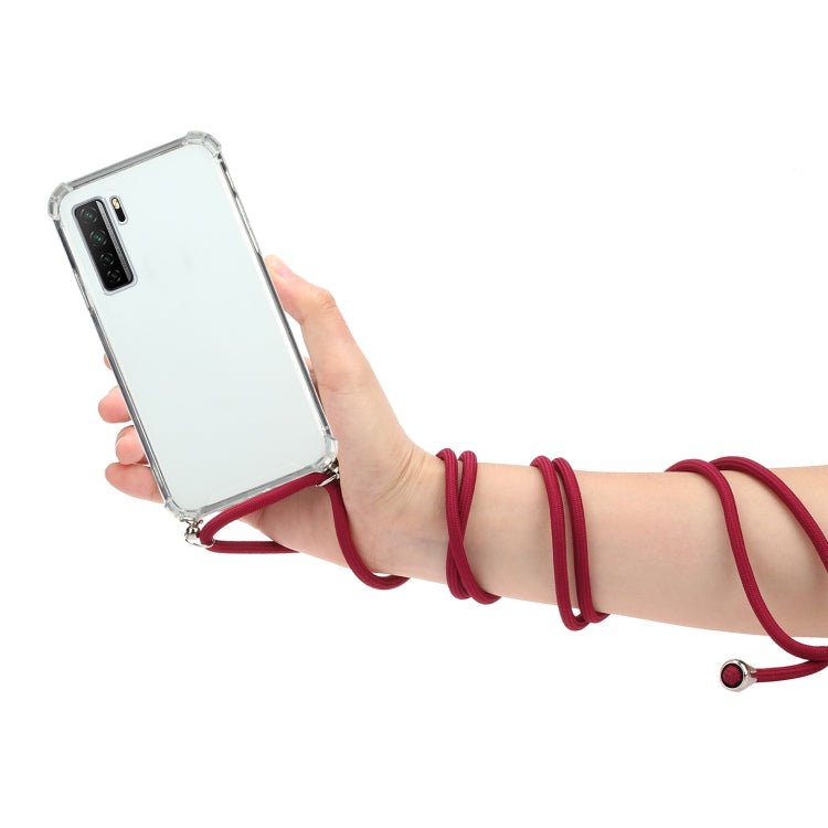 For Huawei P40 Lite 5G Four-Corner Anti-Fall Transparent TPU Protective Case with Lanyard