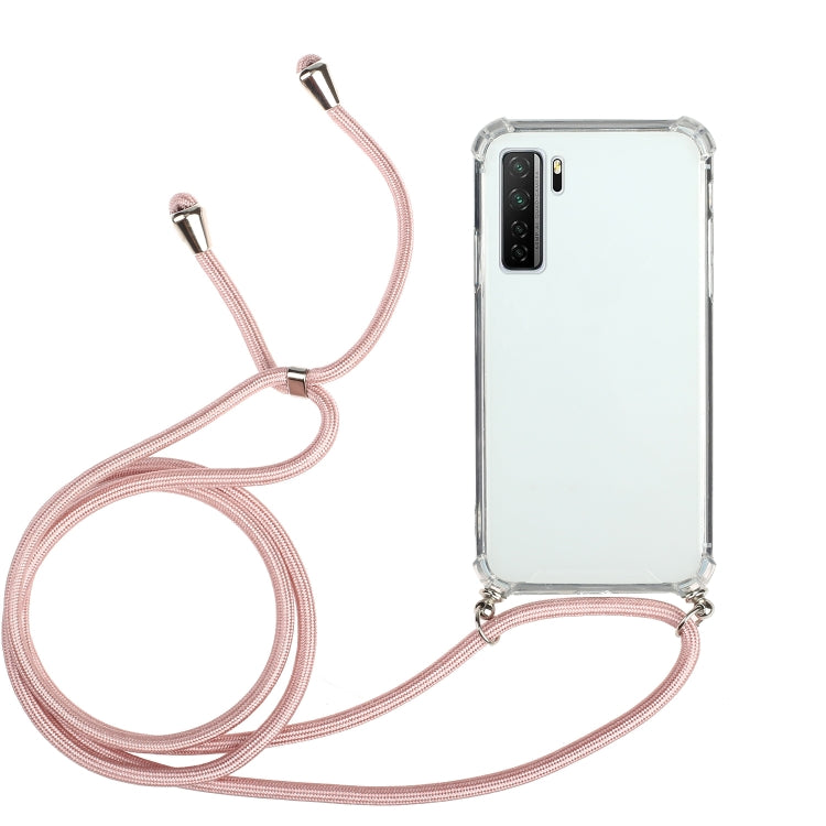 For Huawei P40 Lite 5G Four-Corner Anti-Fall Transparent TPU Protective Case with Lanyard