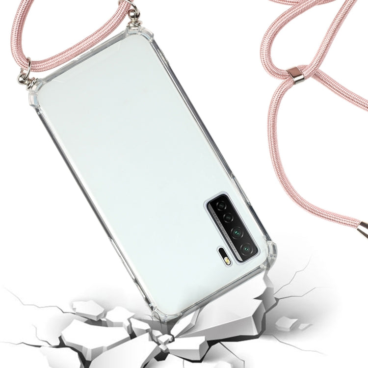 For Huawei P40 Lite 5G Four-Corner Anti-Fall Transparent TPU Protective Case with Lanyard