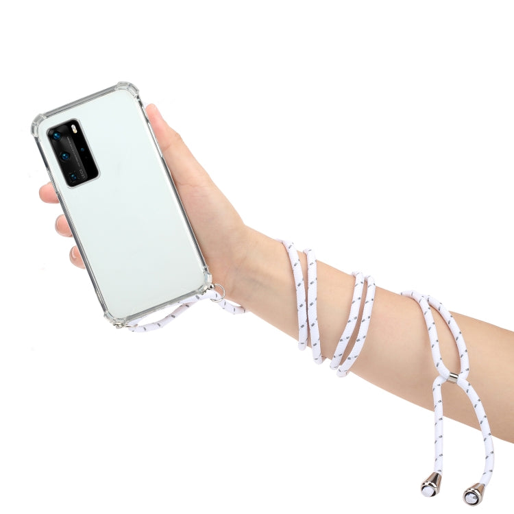 For Huawei P40 Pro Four-Corner Anti-Fall Transparent TPU Protective Case with Lanyard