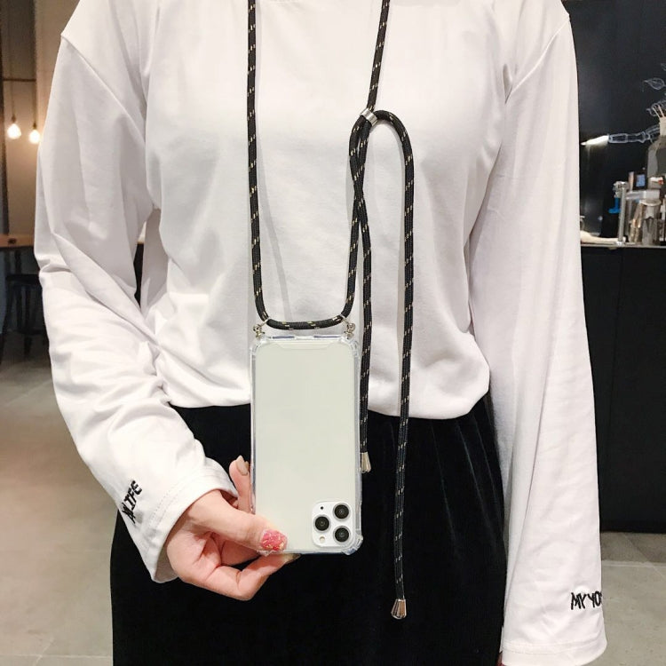 For Huawei P40 Pro+ Four-Corner Anti-Fall Transparent TPU Protective Case with Lanyard