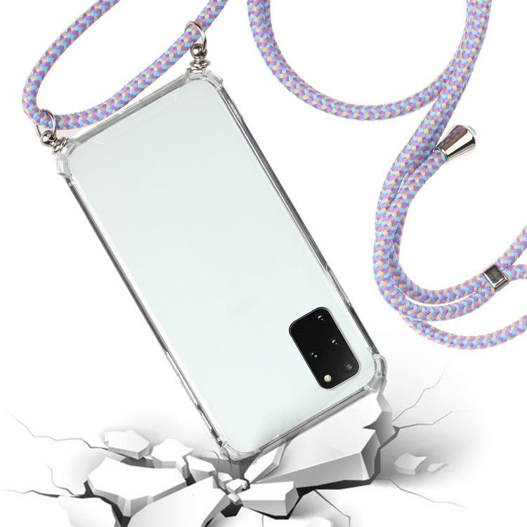 For Huawei Y5p Four-Corner Anti-Fall Transparent TPU Protective Case with Lanyard