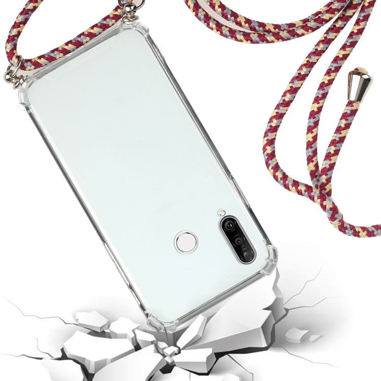For Huawei Y7p Four-Corner Anti-Fall Transparent TPU Protective Case with Lanyard