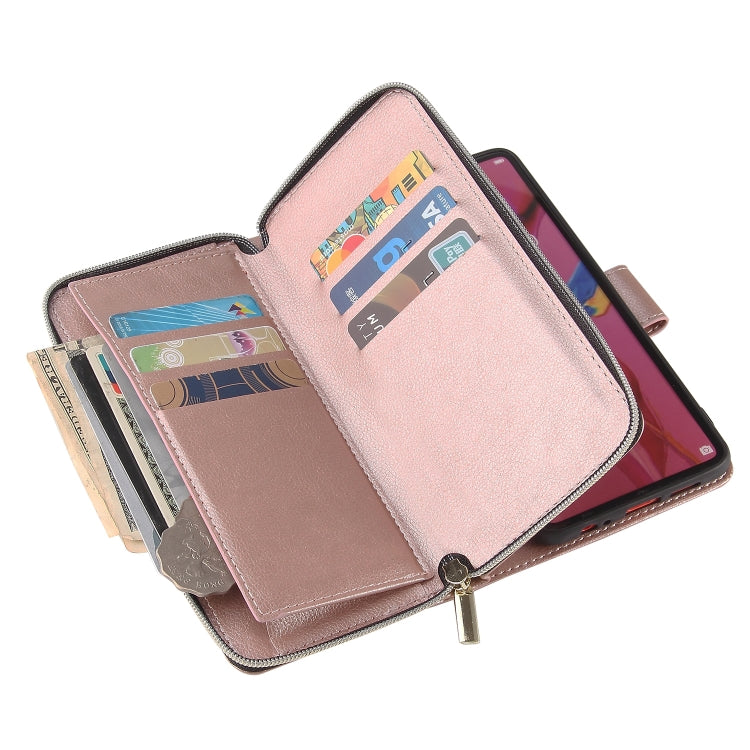 For Huawei P30 Zipper Wallet Bag Horizontal Flip PU Leather Case with Holder & 9 Card Slots & Wallet & Lanyard & Photo Frame