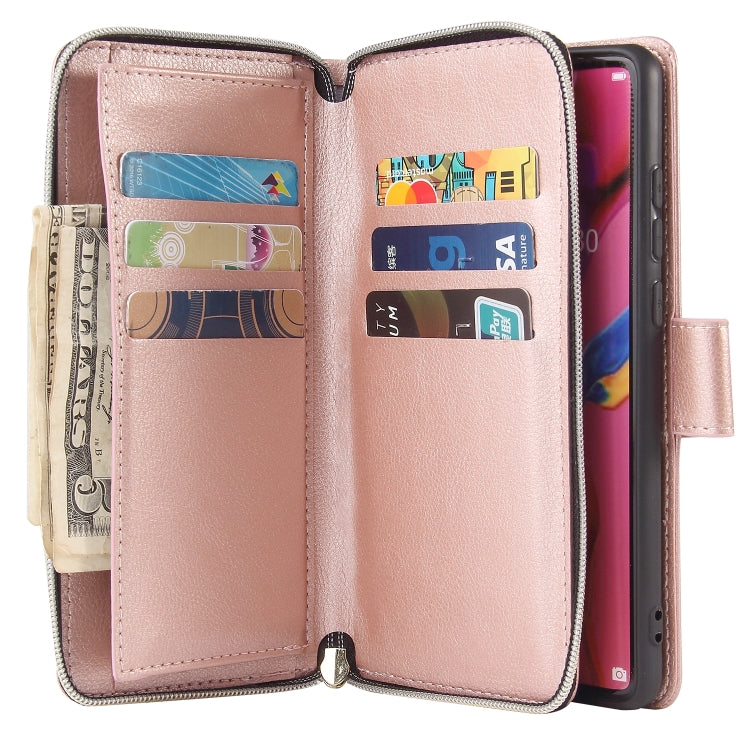 For Huawei P30 Zipper Wallet Bag Horizontal Flip PU Leather Case with Holder & 9 Card Slots & Wallet & Lanyard & Photo Frame