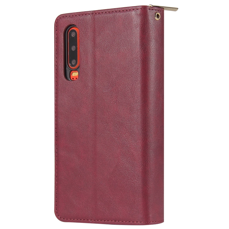 For Huawei P30 Zipper Wallet Bag Horizontal Flip PU Leather Case with Holder & 9 Card Slots & Wallet & Lanyard & Photo Frame